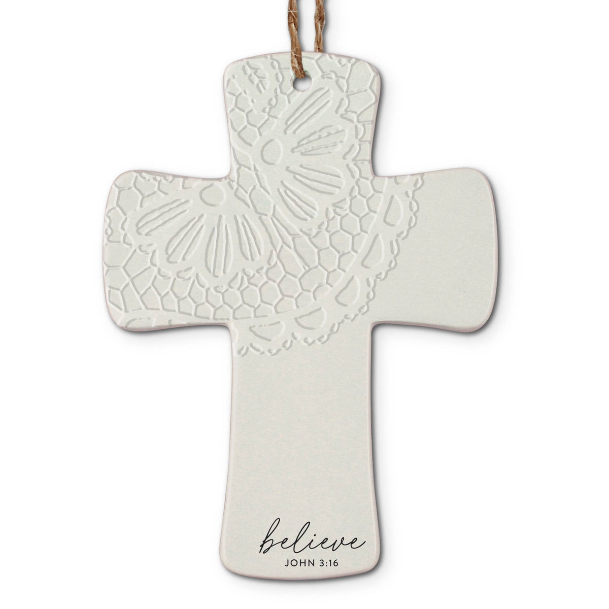 🎄 LCP Christmas Ornament Cross Lace Believe