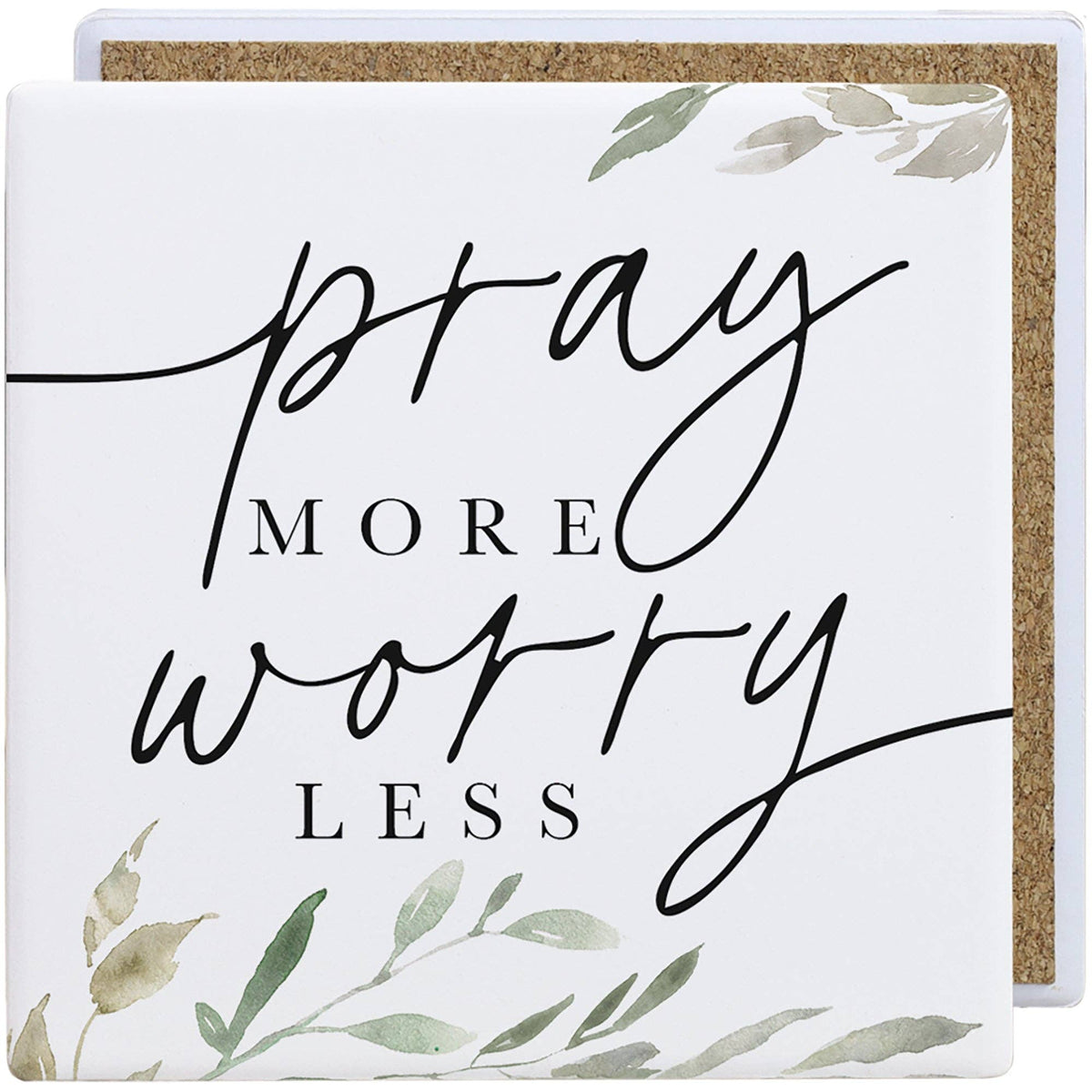 Pray More Worry - Ceramic Coaster Squares