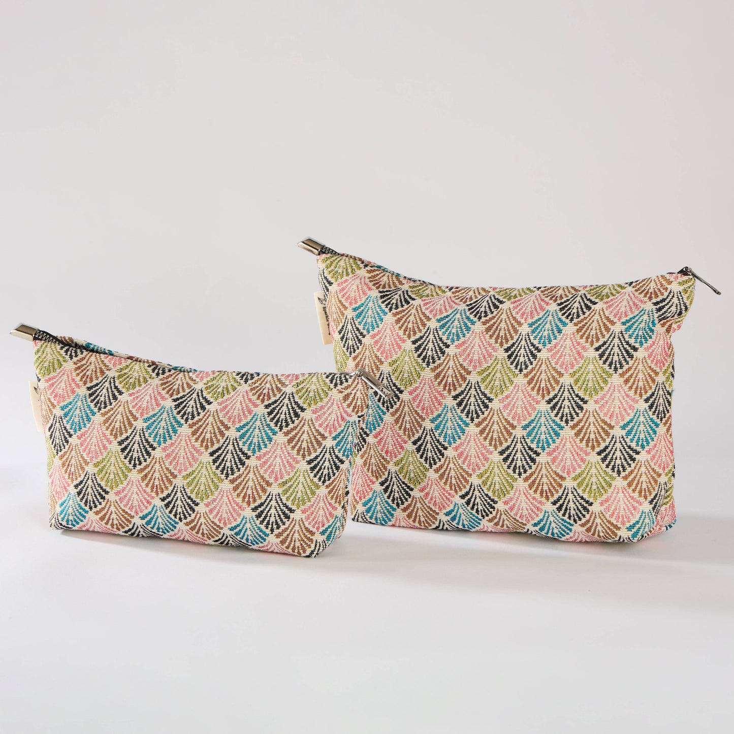 Oriental Waves Multi-Color Print Toiletry / Makeup Bag