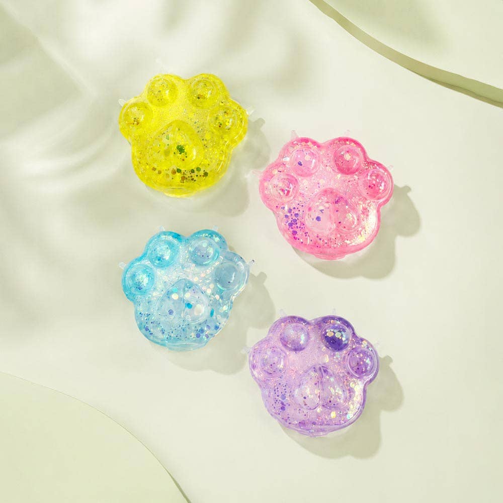 12PCS - Glitter Cat Paw Squeeze Squishy Stress Relief Toy