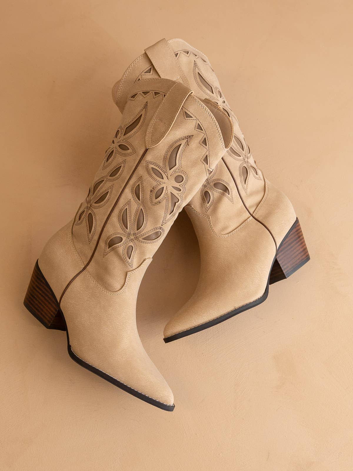 The Zinnia | Khaki Laser Cut Western Boot