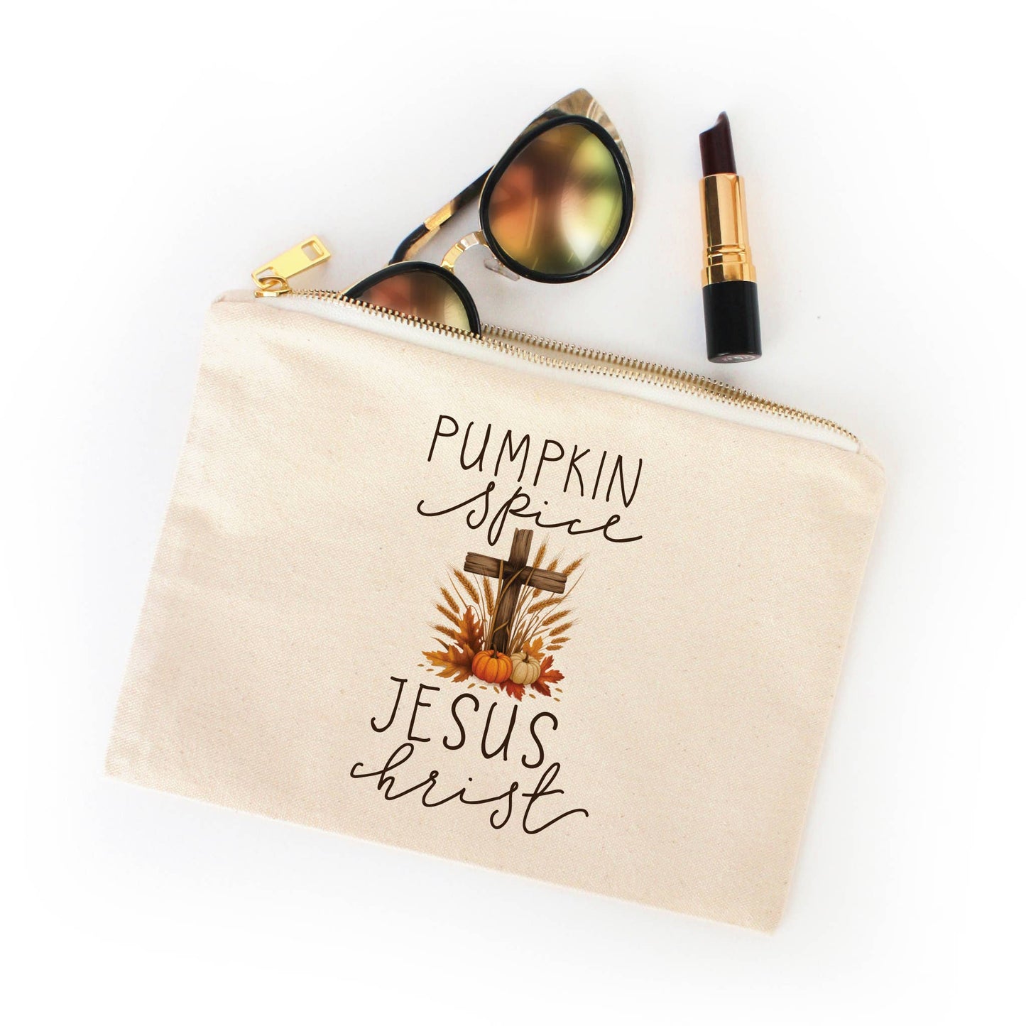 Pumpkin Spice and Jesus Christ accessory pouch