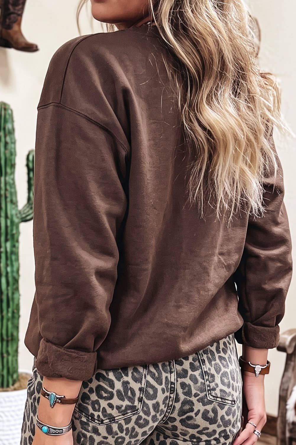 Striped PRAY Embroidered Patch Western Sweatshirt