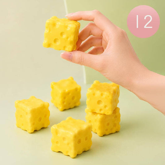 12PCS - Cheese Cube Squeeze Squishy Stress Relief Toy