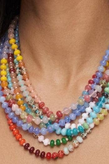 Natural Stone Semi-Precious Glass Mixed Necklace | 40NK9694
