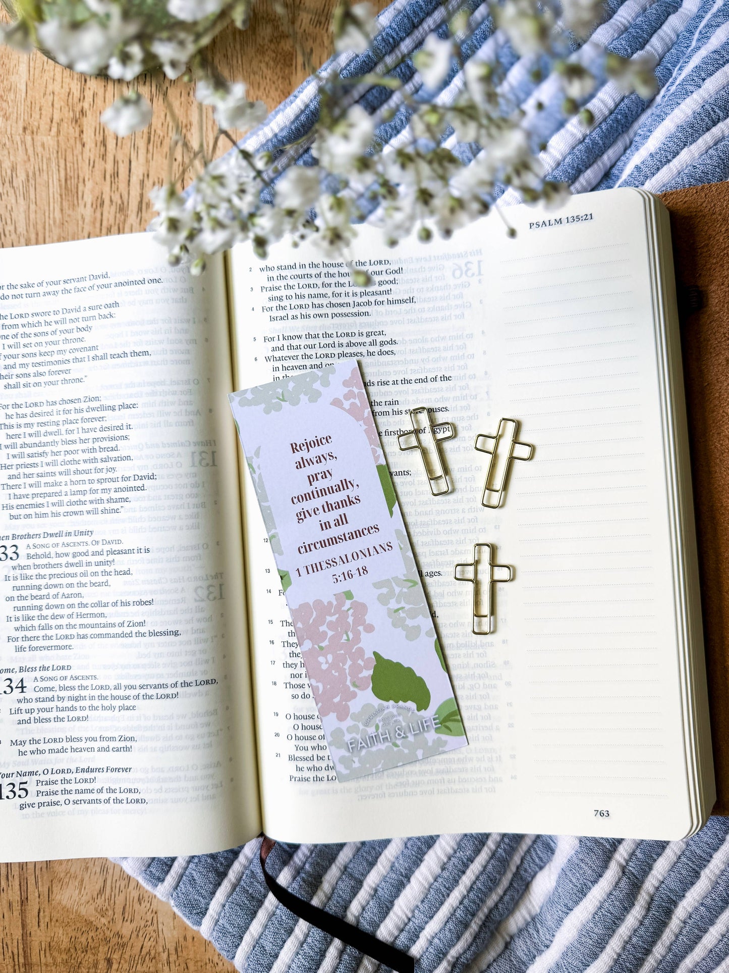 Cross Paperclip and Bookmark Set- Rejoice, Pray, Give Thanks