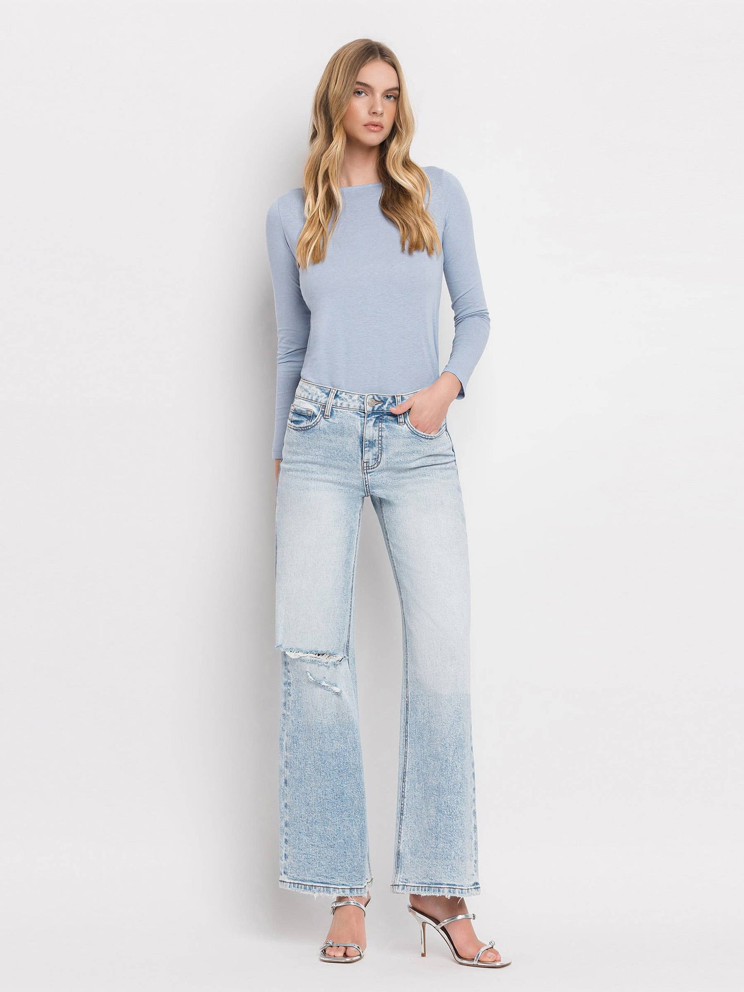 TUMMY CONTROL SUPER HIGH RISE WIDE LEG JEANS LV1312