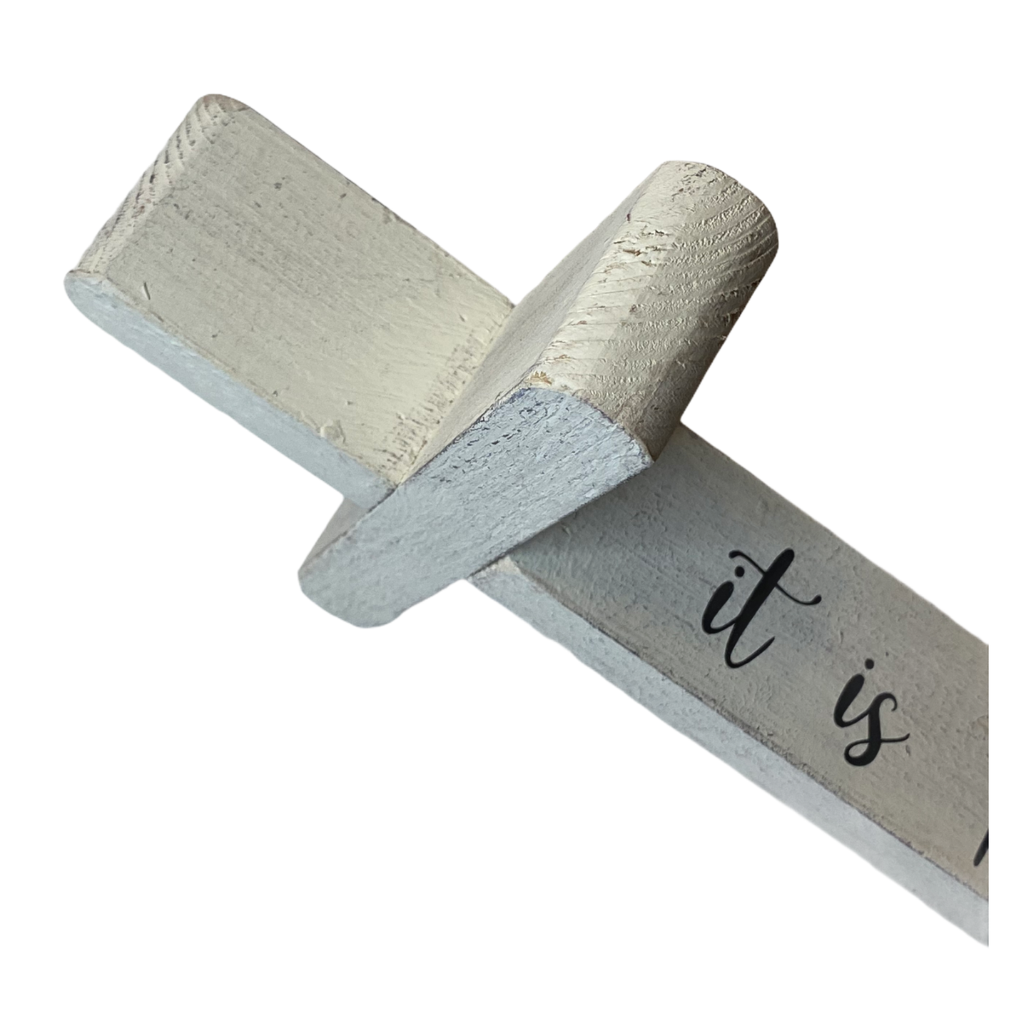 Wood Cross - It is Finished (White Finish)