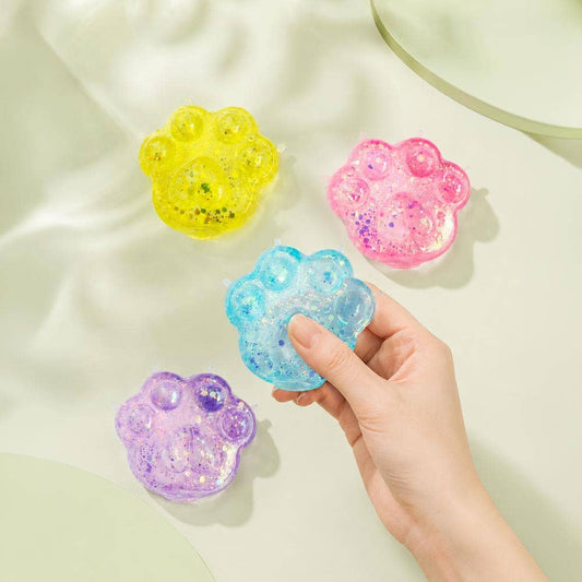 12PCS - Glitter Cat Paw Squeeze Squishy Stress Relief Toy