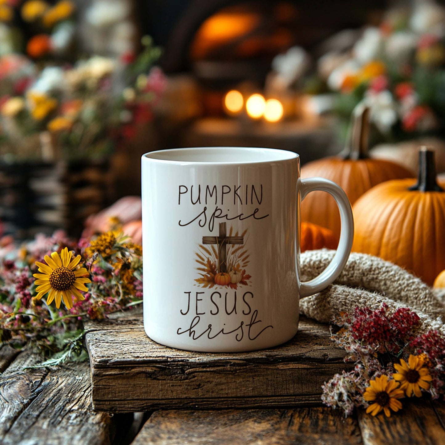 Pumpkin Spice and Jesus Christ 15 oz ceramic coffee mug