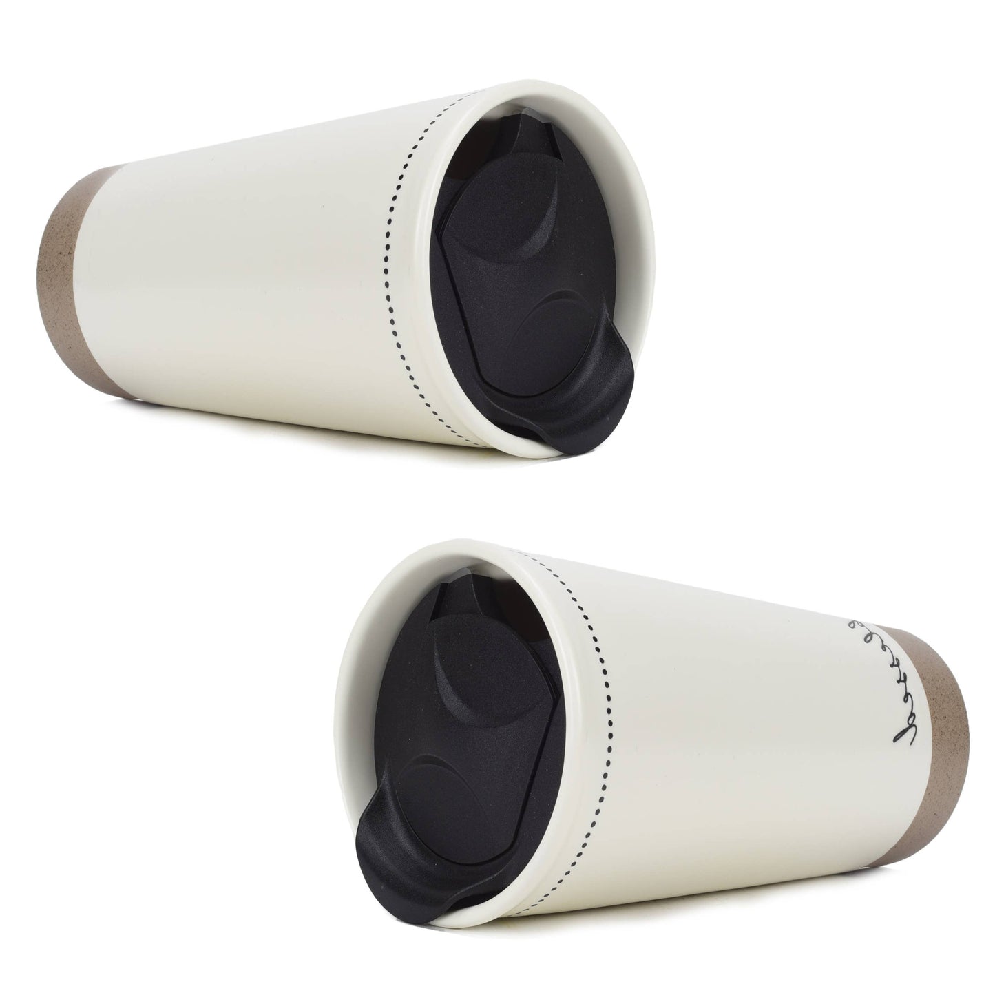 Travel Tumbler Blessed/Grateful White 12 oz Ceramic