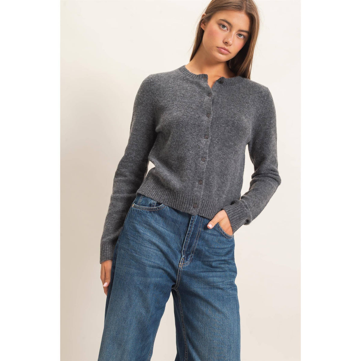 Crew Neck Cardigan