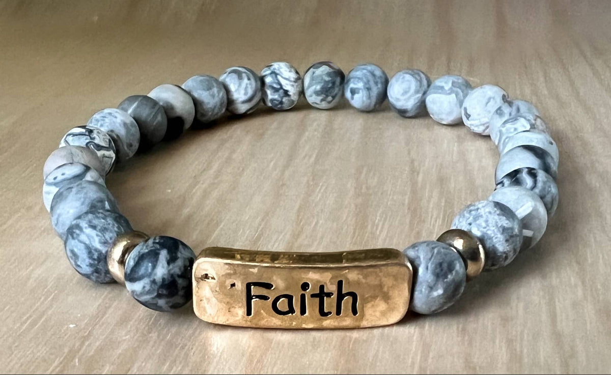 Faith Beaded Natural Stone Beaded Bracelet