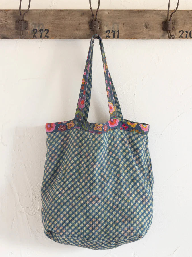 NL Cotton Gauze Reversible Tote Bag - Blue Floral