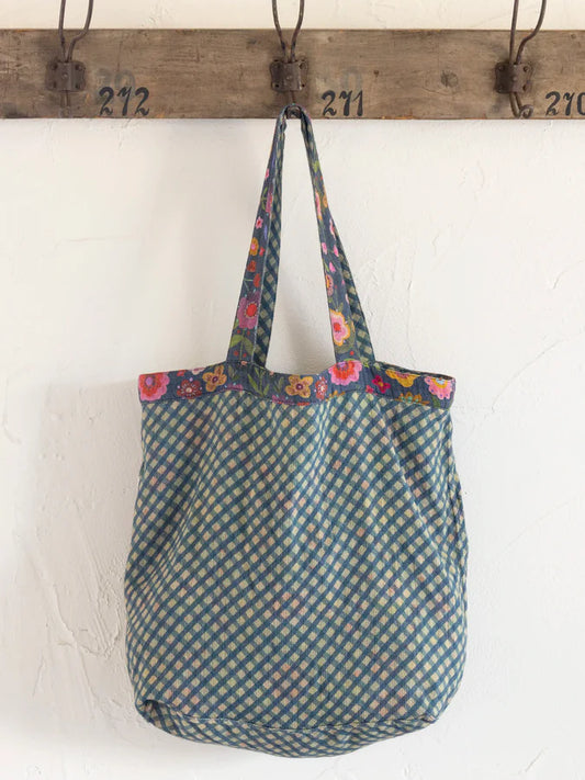 NL Cotton Gauze Reversible Tote Bag - Blue Floral