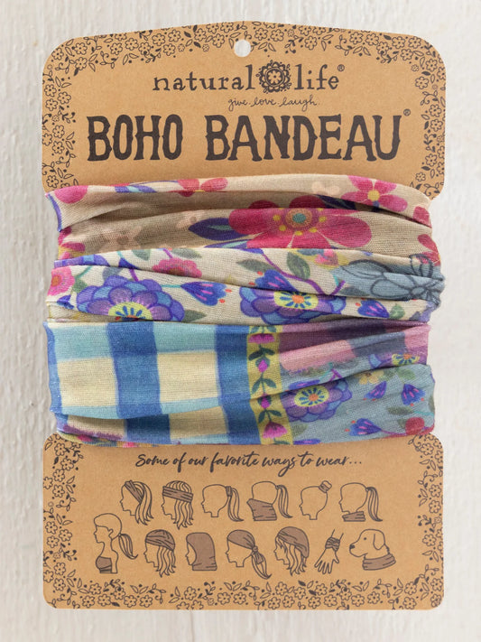 Natural Life Full Boho Bandeau® Headband Gingham Floral Patchwork