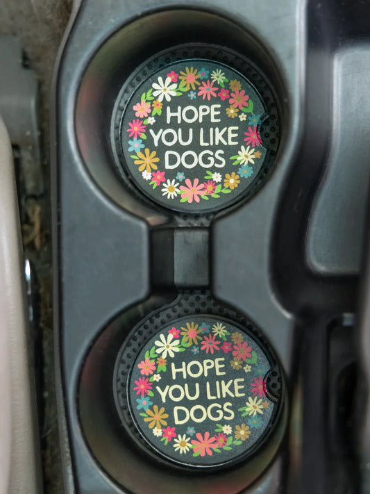 NL Car Coasters, Set of 2 - Hope You Like Dogs