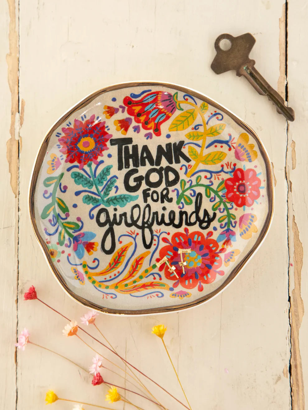 NL Artsy Ceramic Trinket Dish - Thank God For Girlfriends