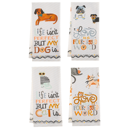 Dog & Cat w/Message Tea Towels