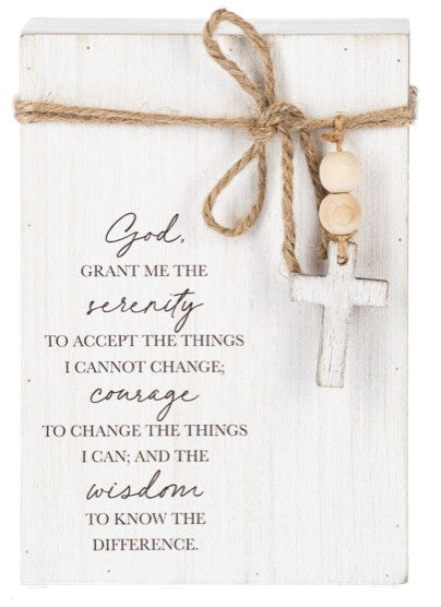 Prayer Message Block with Beaded Cross