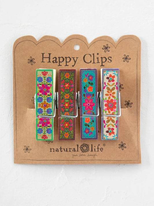 NL Happy Clips, Set of 4 - Multicolored Floral