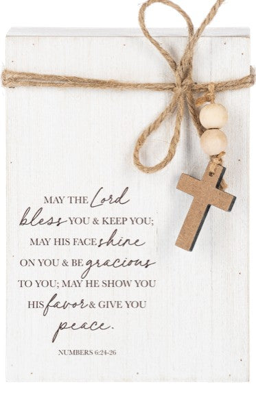 Prayer Message Block with Beaded Cross
