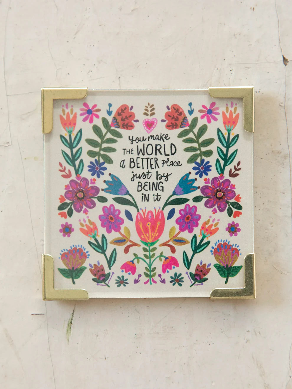NL Corner Magnet Keepsake - Cream You Make The World Better