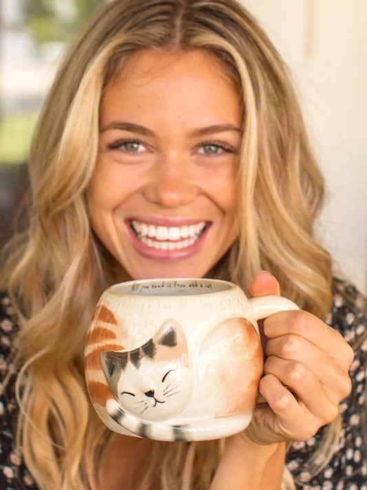 NL - Folk Art Coffee Cat Mug