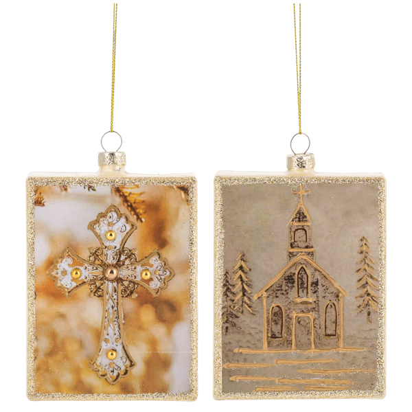 Church & Cross Block Ornaments