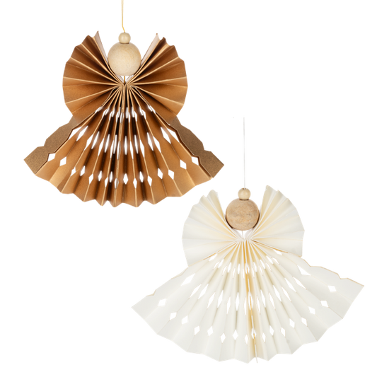 Paper & Wood Angel Ornament