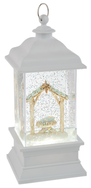 LED Light Up Shimmer Baby in Manger Lantern