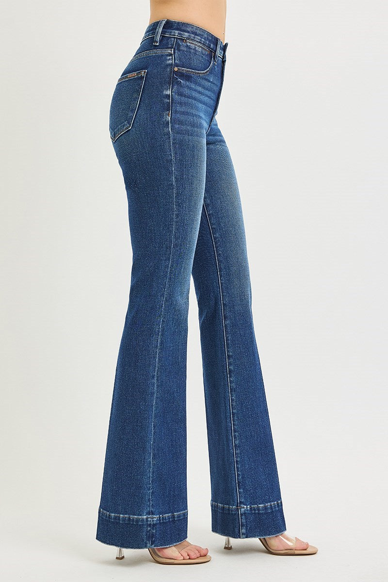 RISEN TUMMY CONTROL HIGH RISE FLARE JEANS