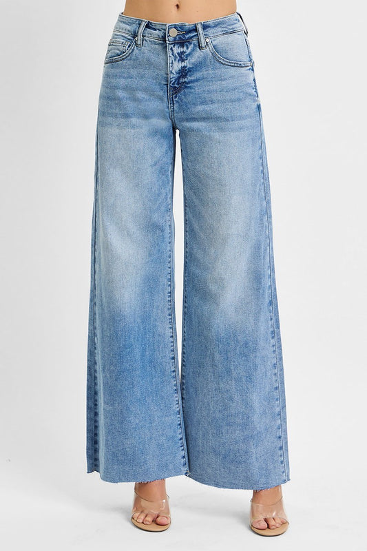 RISEN TUMMY CONTROL HIGH RISE ANKLE PALAZZO JEANS