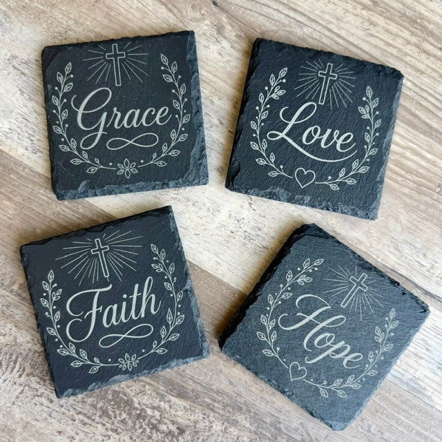Slate Inspirational Coasters - Black