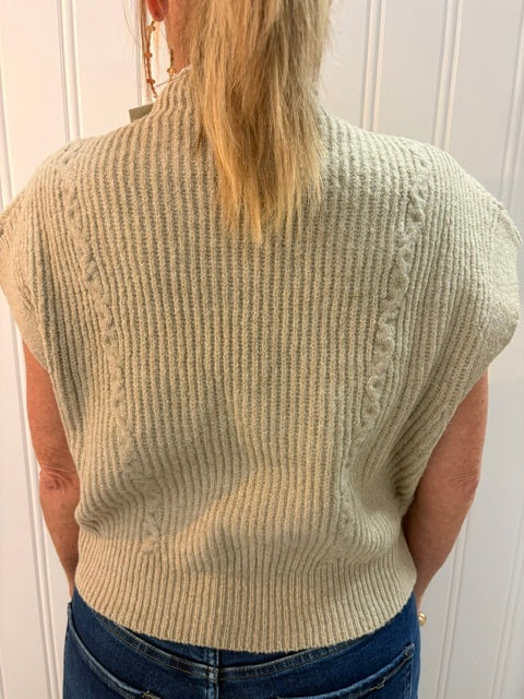 EE:SOME Mock Neck Sleeveless Cropped Sweater - Taupe