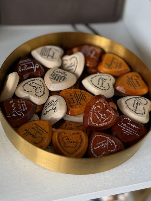 Wooden Inspirational Pocket Hearts