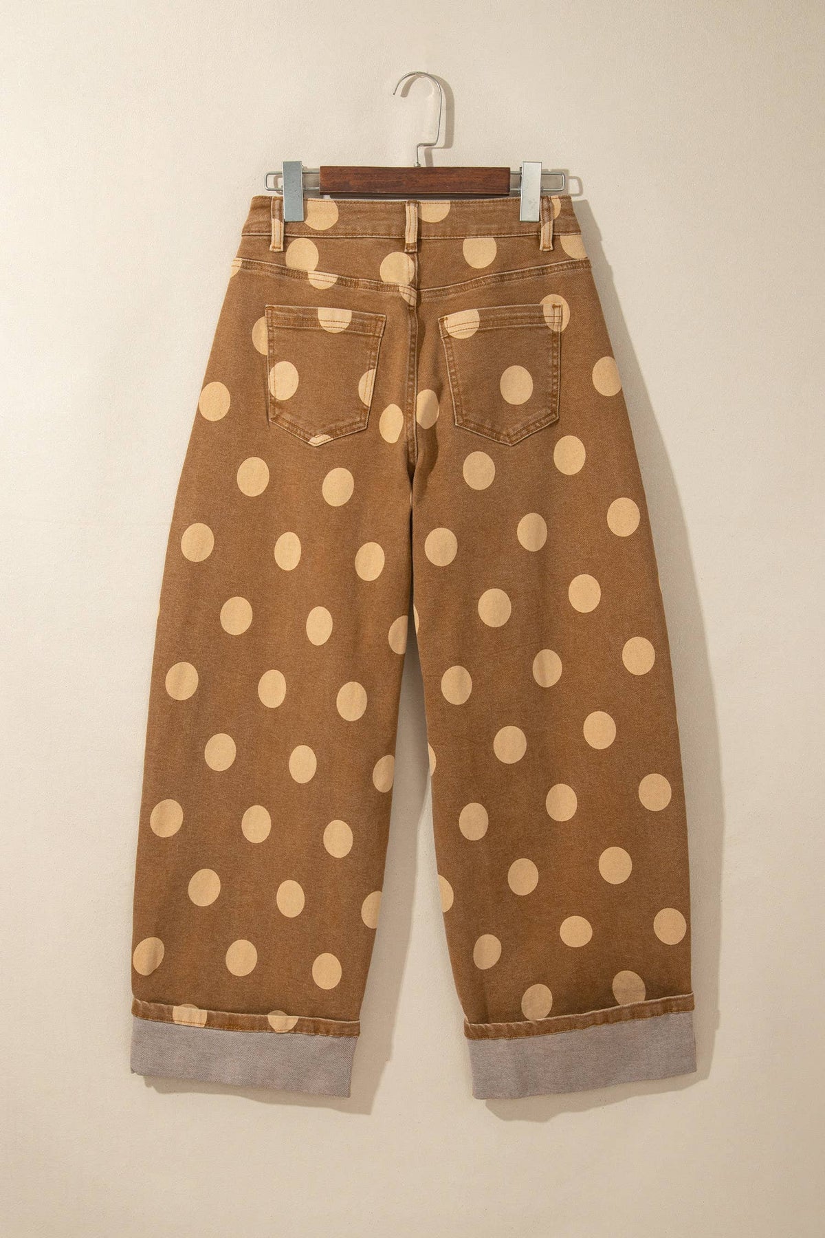 Casual Polka Dot Plus Size Ankle-Length Regular Jeans: Brown