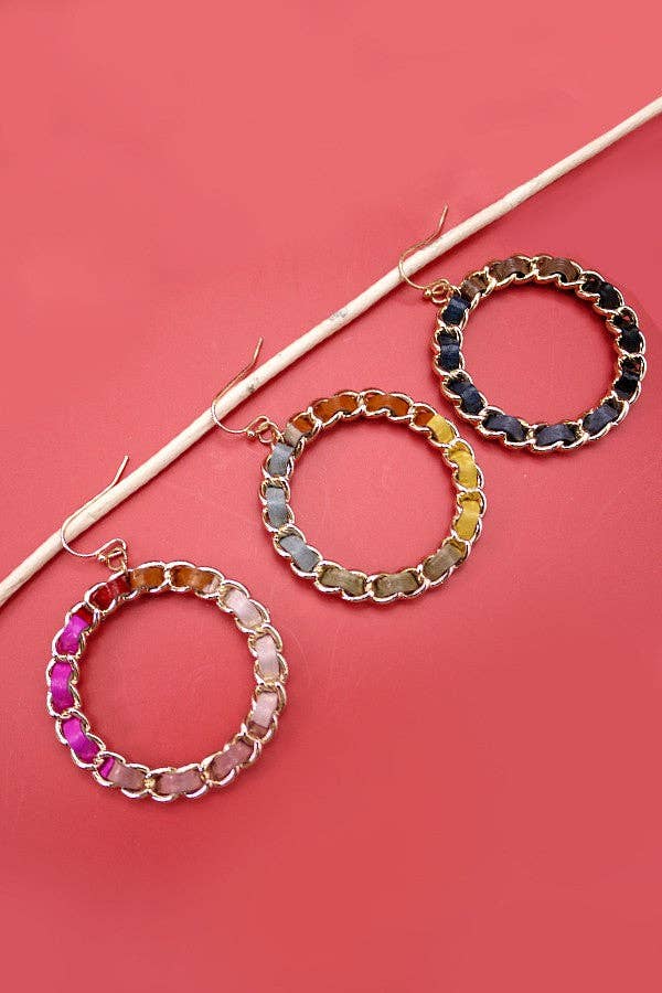 FAUX LEATHER ROUND DROP EARRINGS | 52E2090222