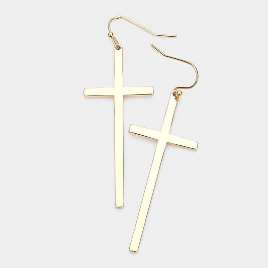 Metal Cross Dangle Earrings