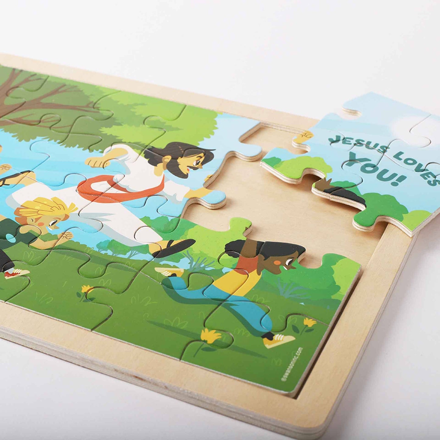Puzzle Wood Jigsaw Jesus Playing