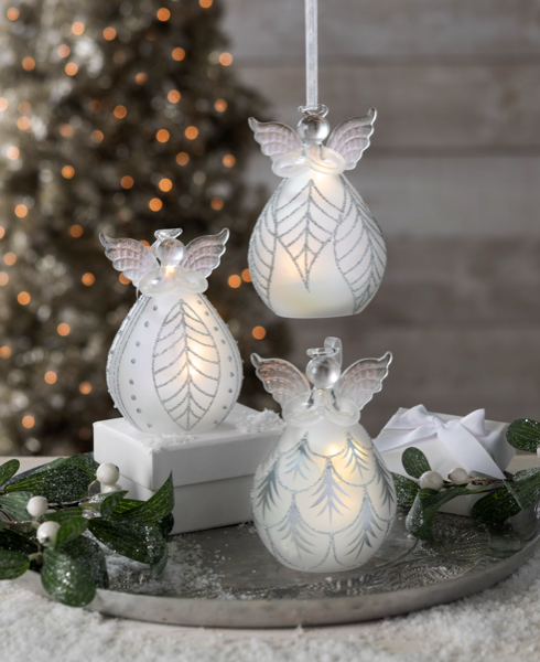 LED Frosted Angel Ornaments