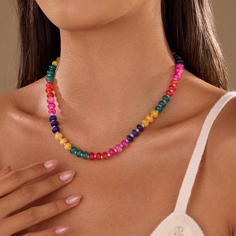 Natural Stone Semi-Precious Glass Mixed Necklace | 40NK9694