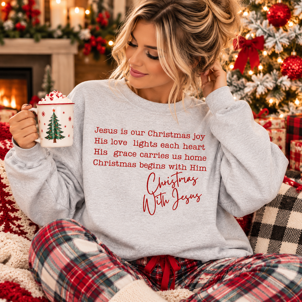 Christmas With Jesus Sweatshirt | Christian Christmas Crewneck