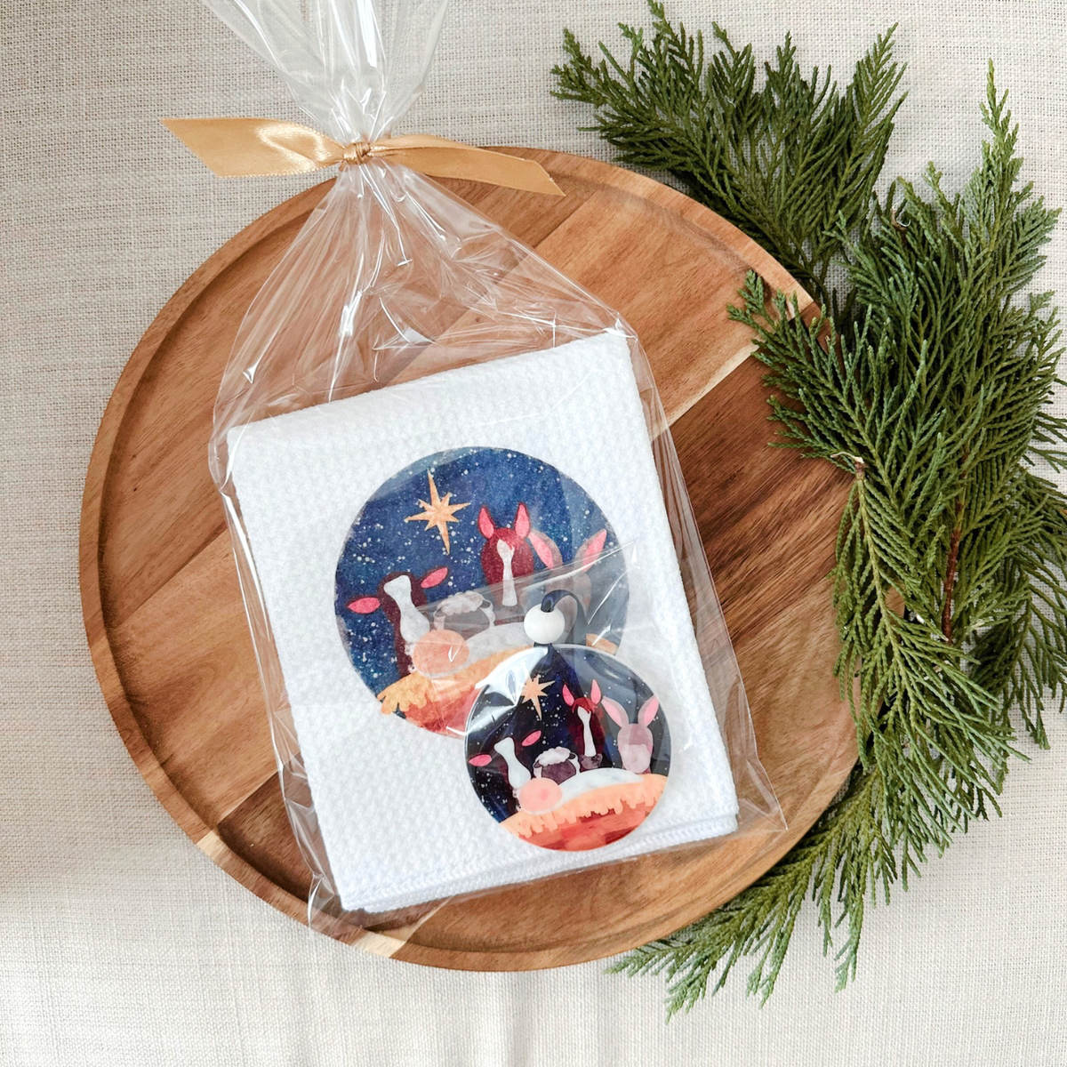 Christmas Gift Set - Nativity Animal | Towel & Ornament