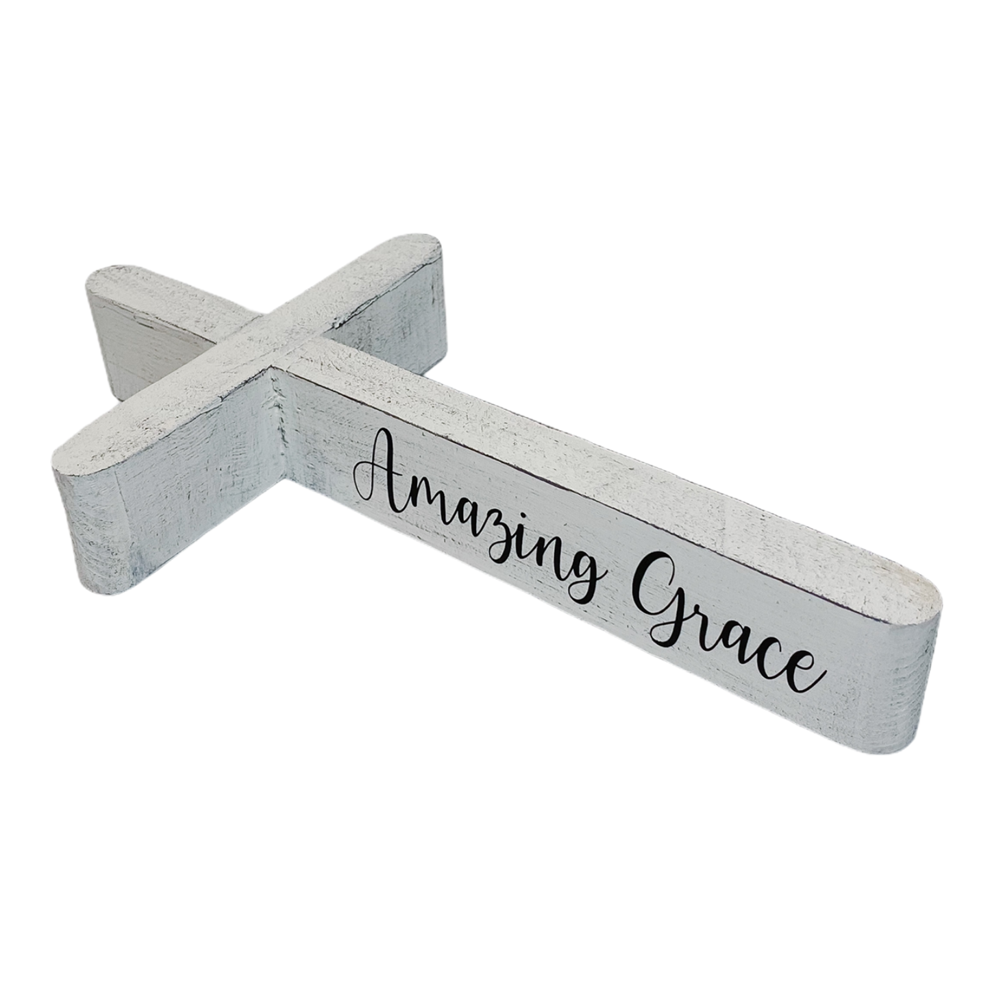Tabletop Cross – Amazing Grace (White Finish)