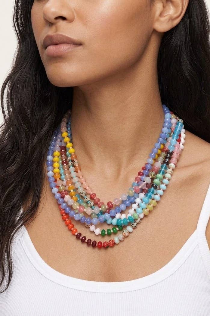 Natural Stone Semi-Precious Glass Mixed Necklace | 40NK9694