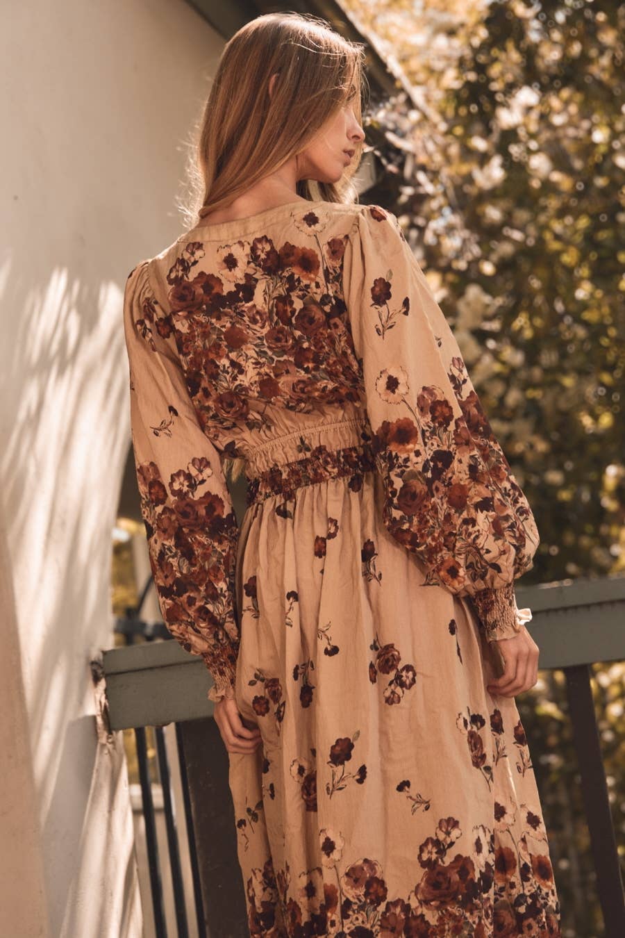 PLUS SIZE Floral Border Printed Midi Dress
