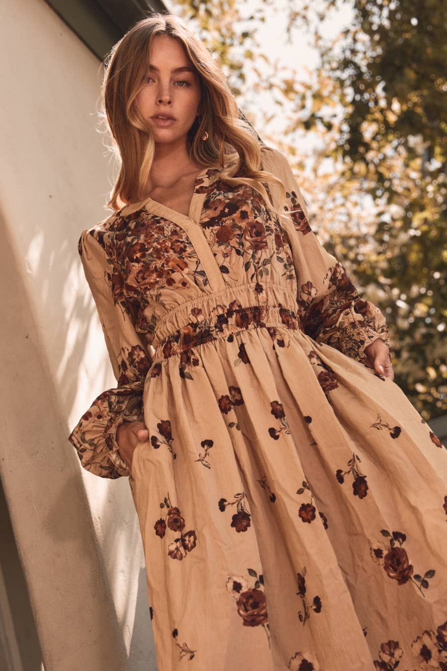 PLUS SIZE Floral Border Printed Midi Dress