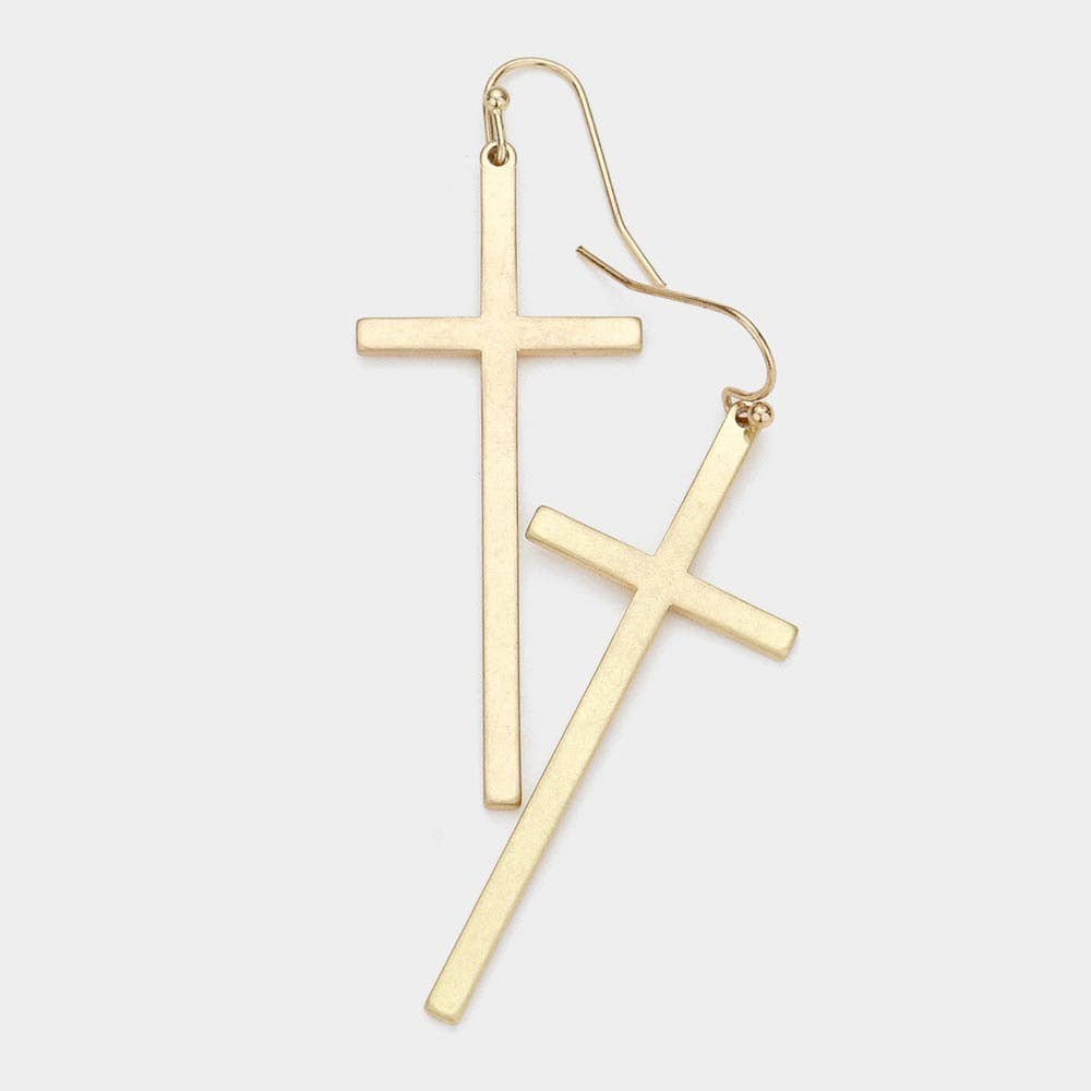 Metal Cross Dangle Earrings