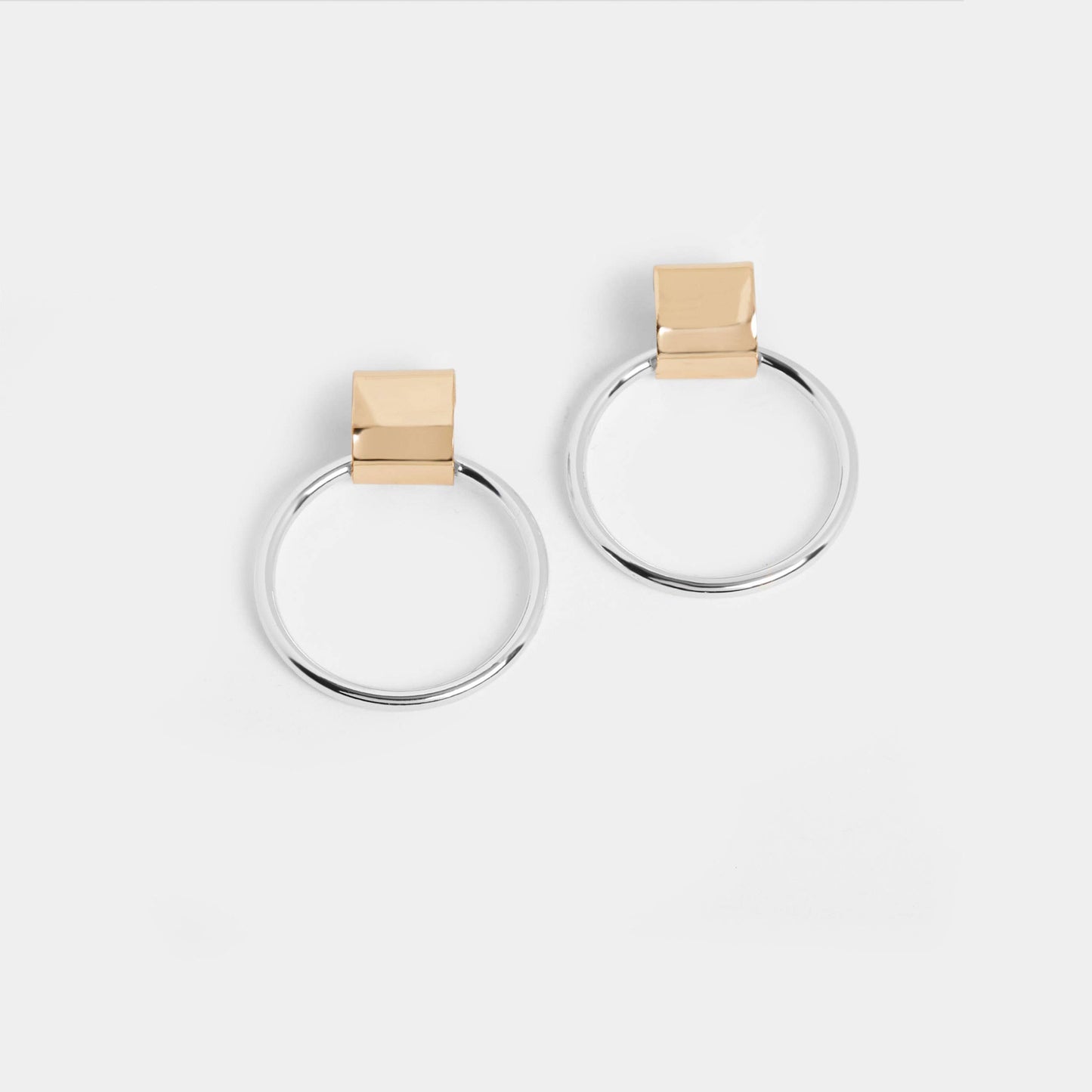 Mixed Metal Sleek Hoop Earrings
